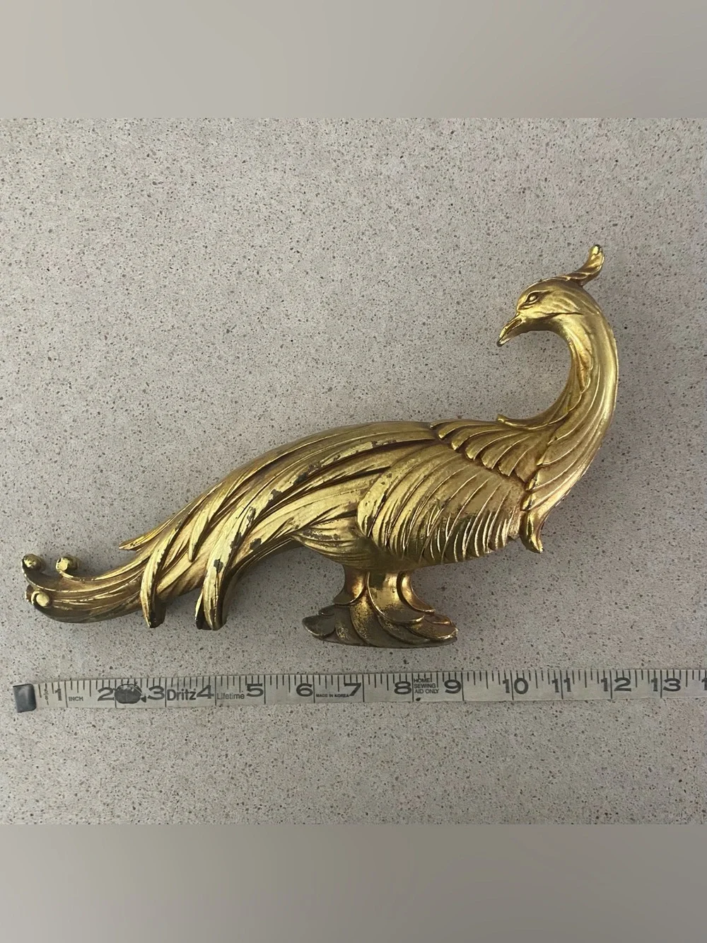 Vintage Syroco Gilt Gold Peacock Wooden Figurines Set of 2